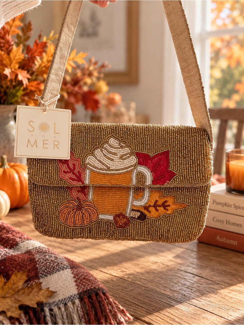 SOL & MER Fall Beaded Shoulder Bag